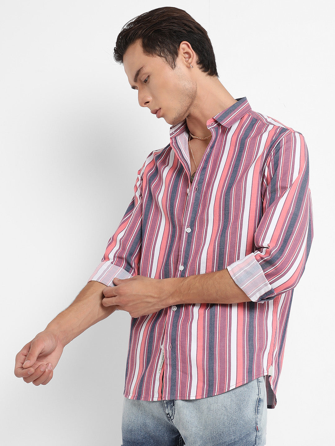 Faded Barcode Striped Shirt