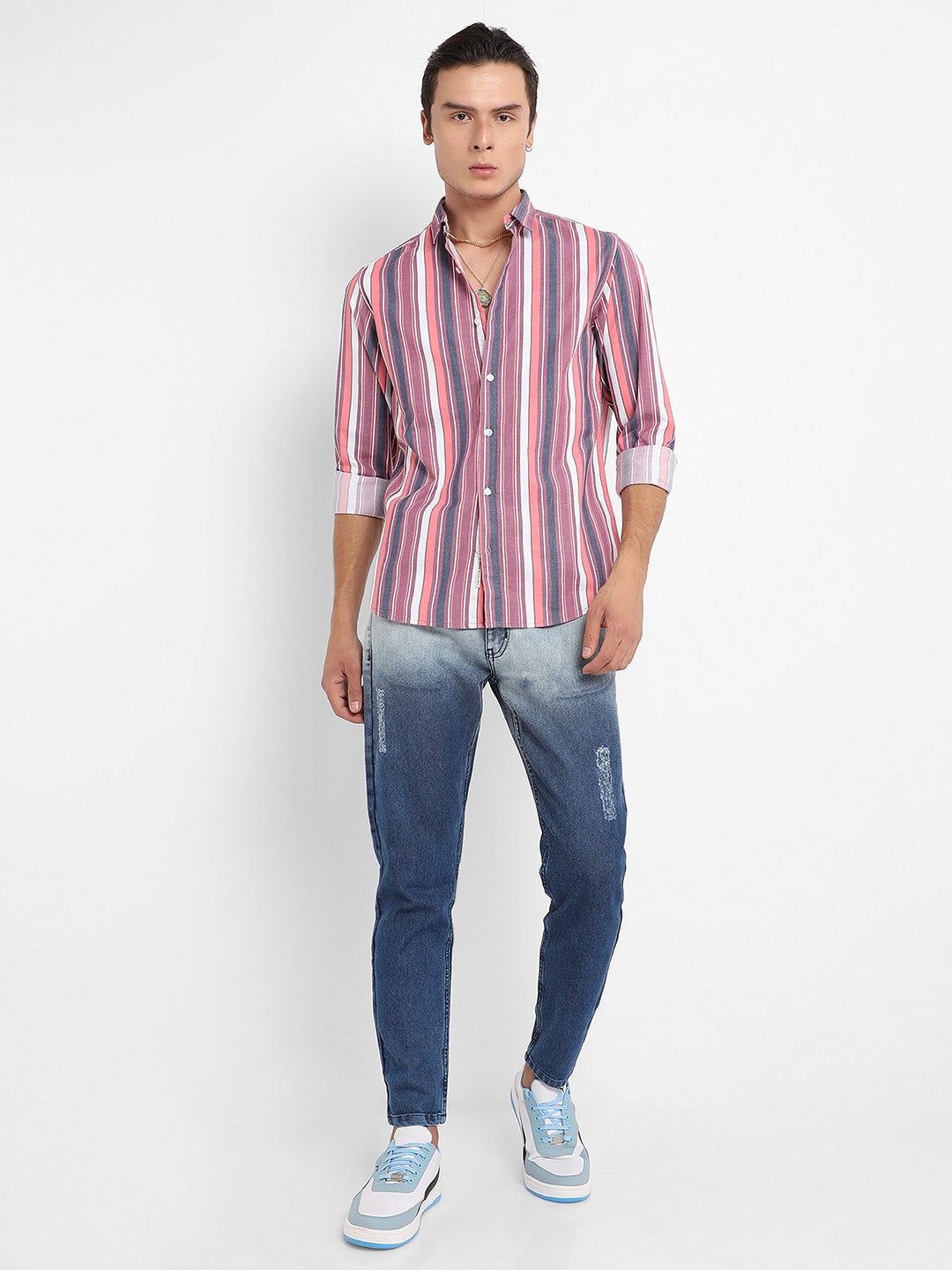 Faded Barcode Striped Shirt