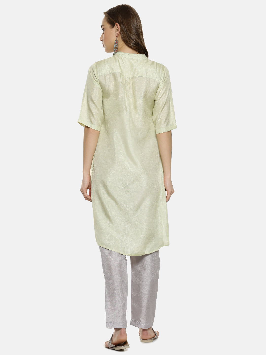 Button-Up Shirt Kurta With Trousers Set