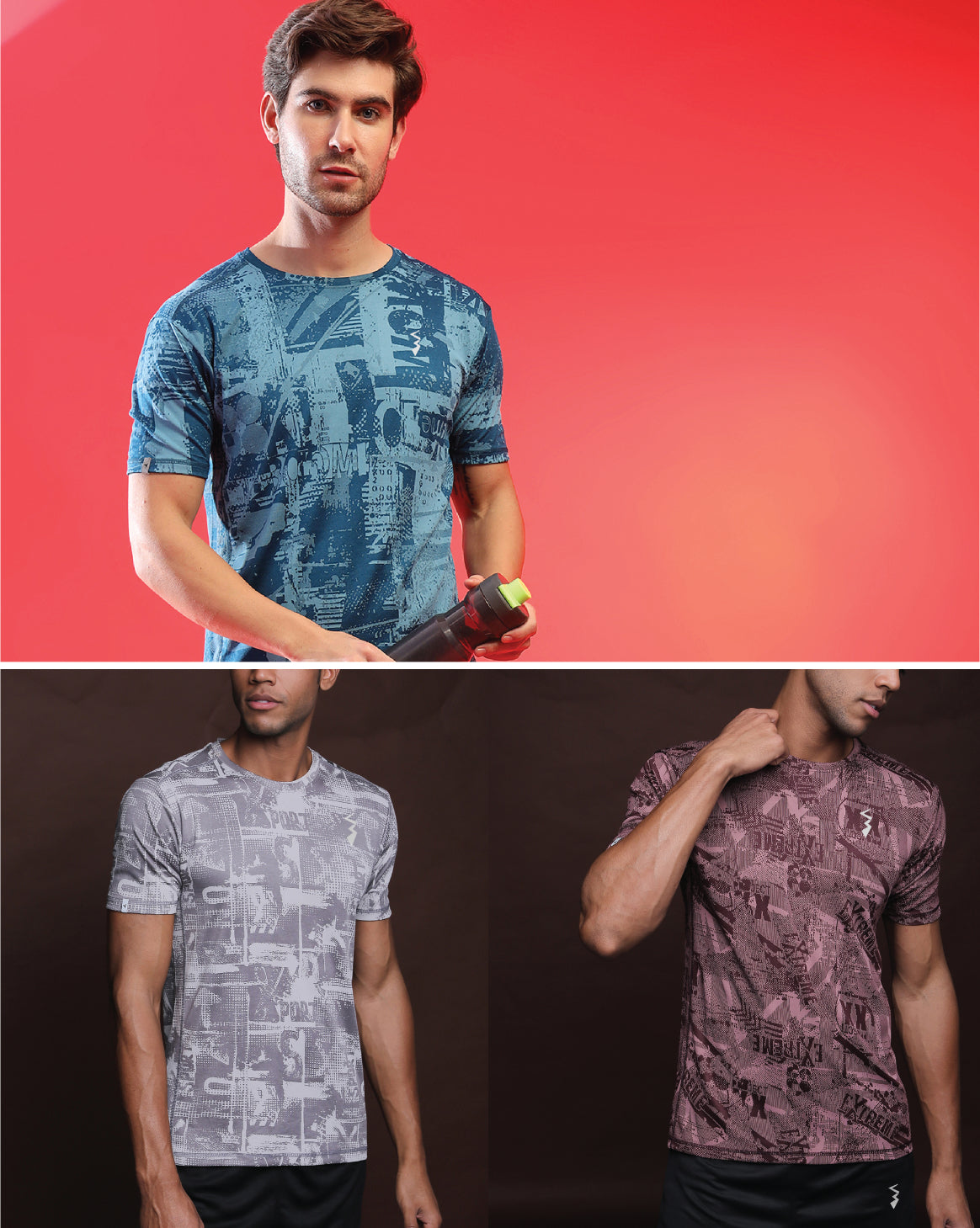Pack Of 3 Slim Fit Active T-Shirts