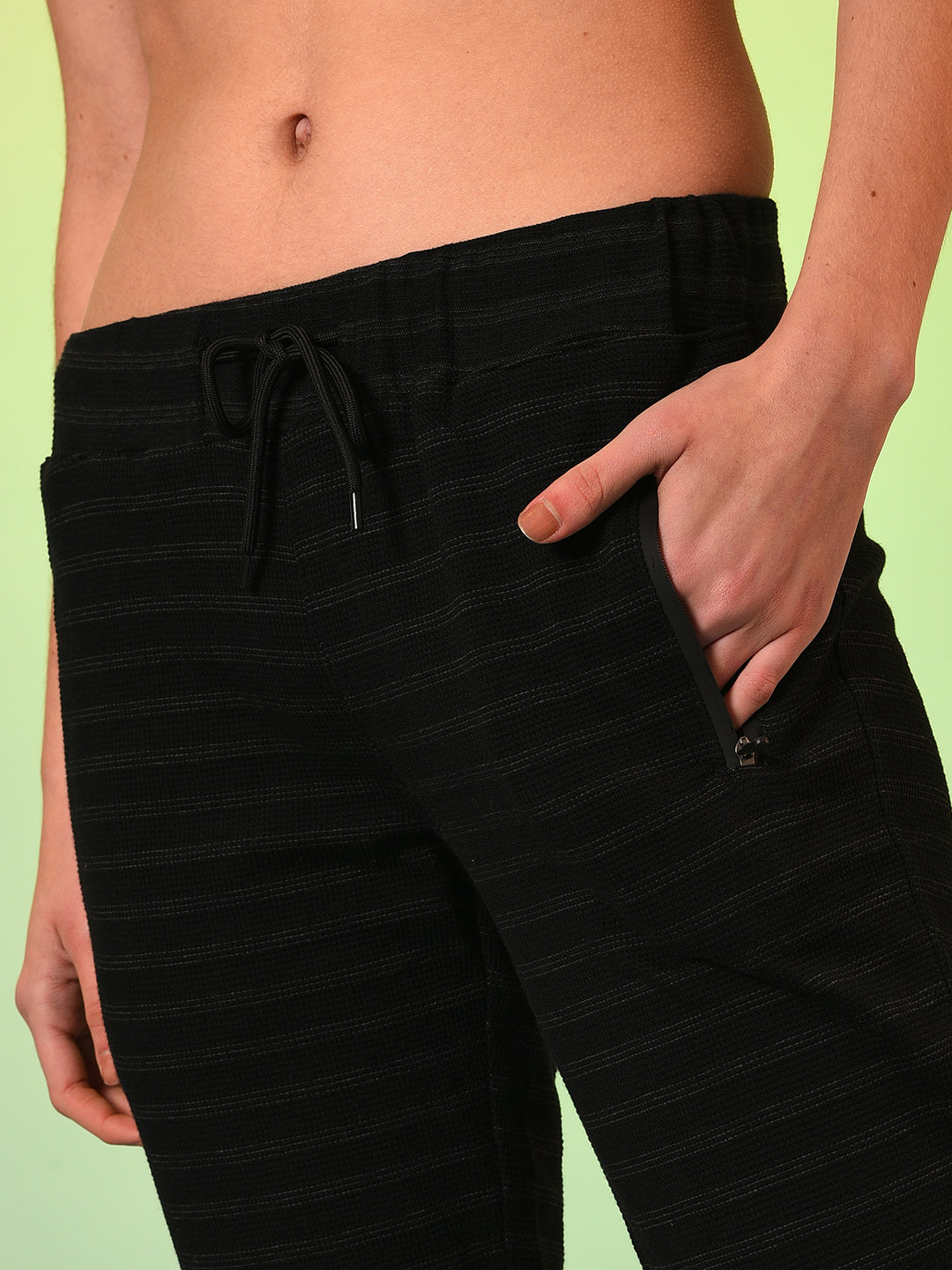 Black Striped Cotton Active Joggers