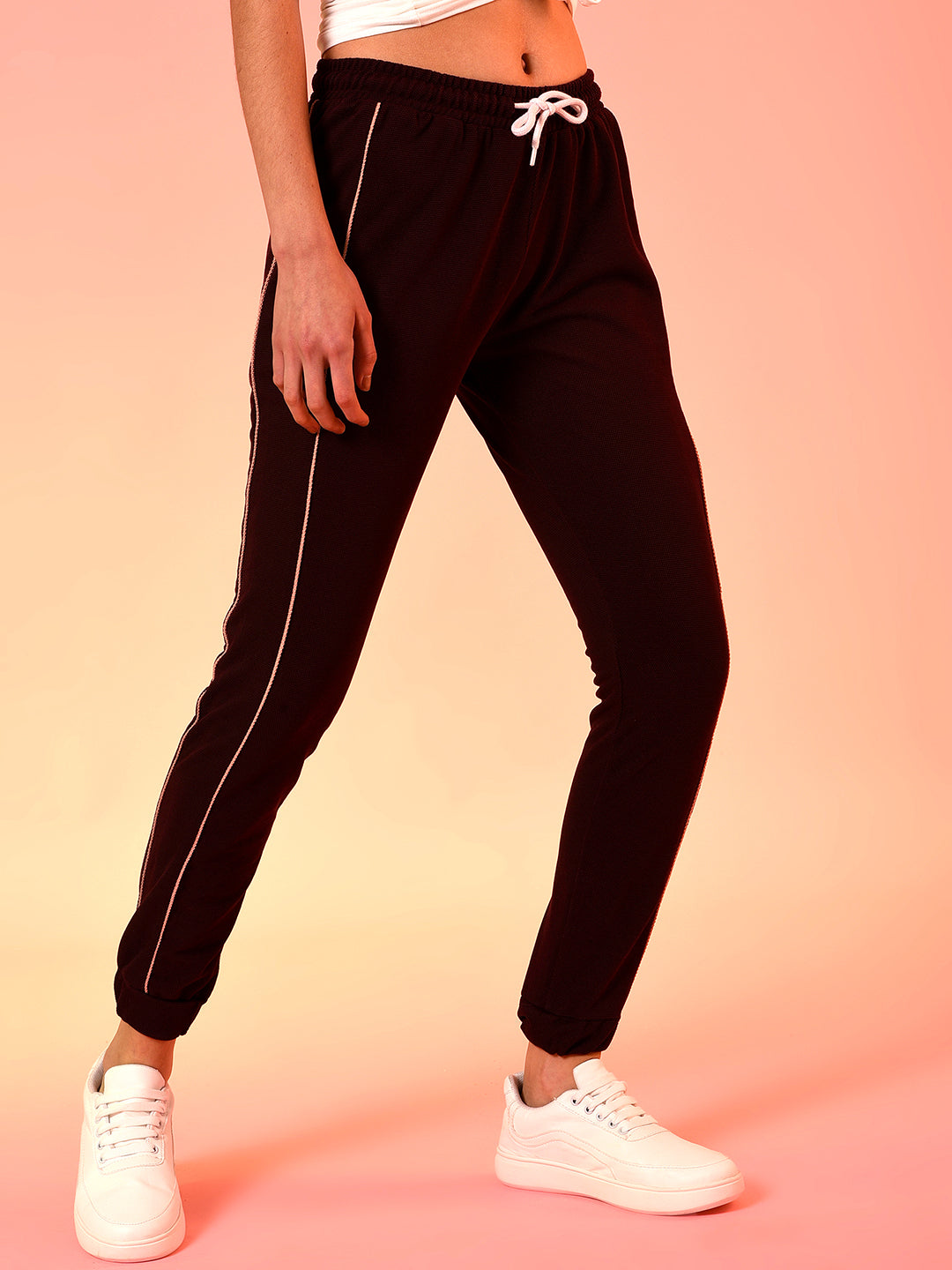 Wine Solid Cotton Active Jogger/Trackpant