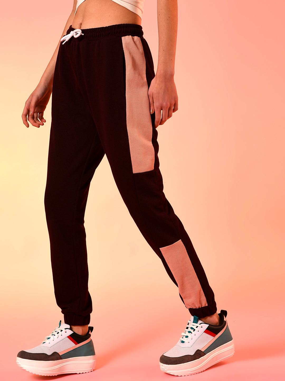 Wine Solid Cotton Active Jogger/Trackpant