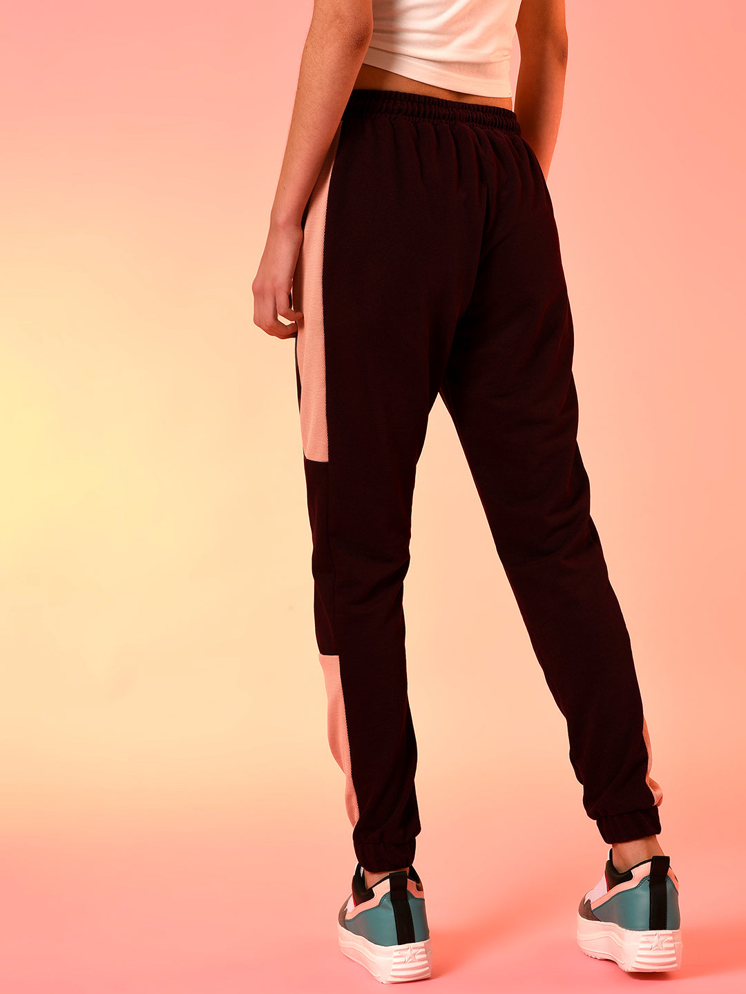 Wine Solid Cotton Active Jogger/Trackpant