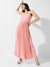 Solid Pink Pleated Dress