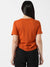 Solid Rust Orange Ruched Top