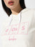 White Typographic Print Hooded Top