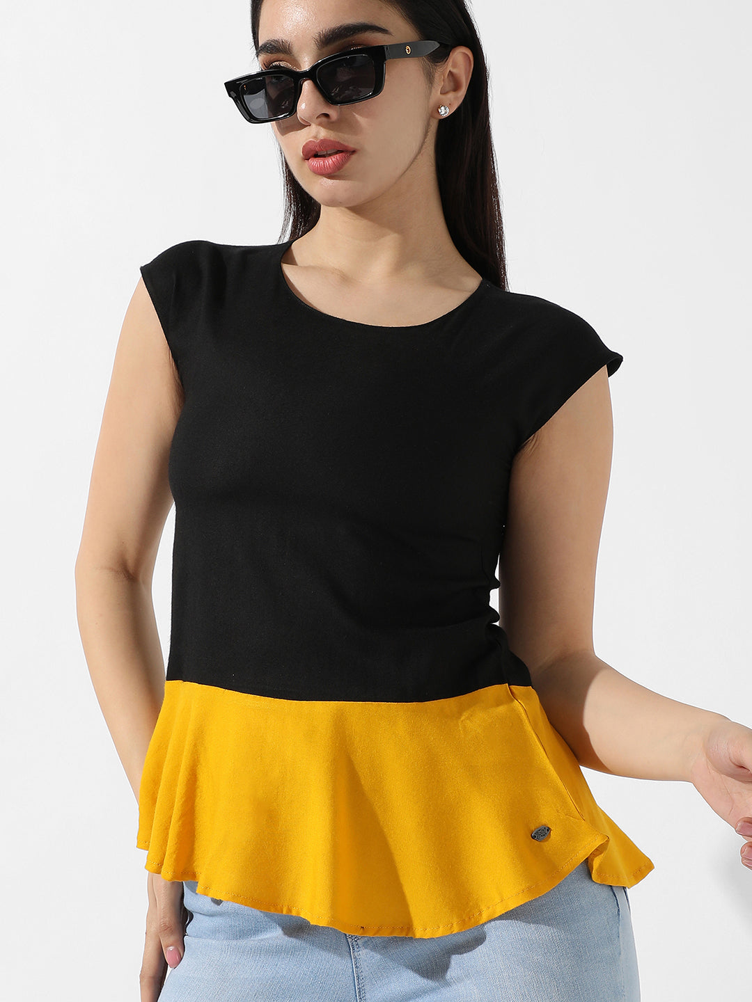 Colourblocked Peplum Top