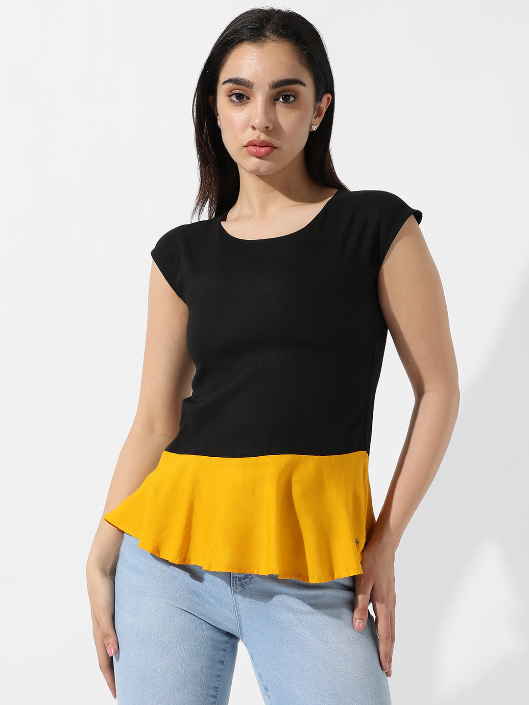 Colourblocked Peplum Top