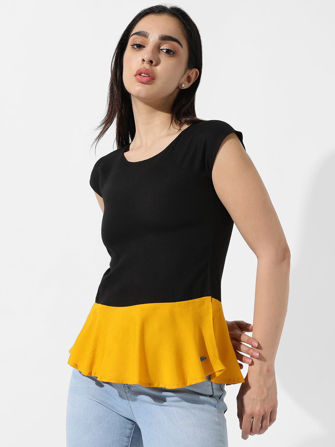 Colourblocked Peplum Top