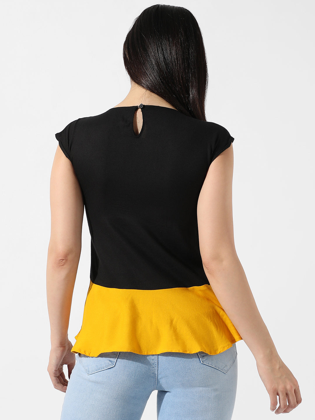 Colourblocked Peplum Top