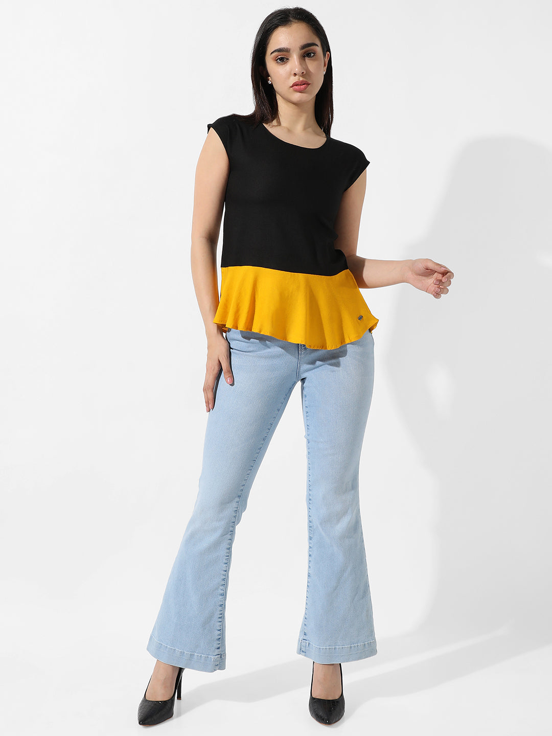 Colourblocked Peplum Top