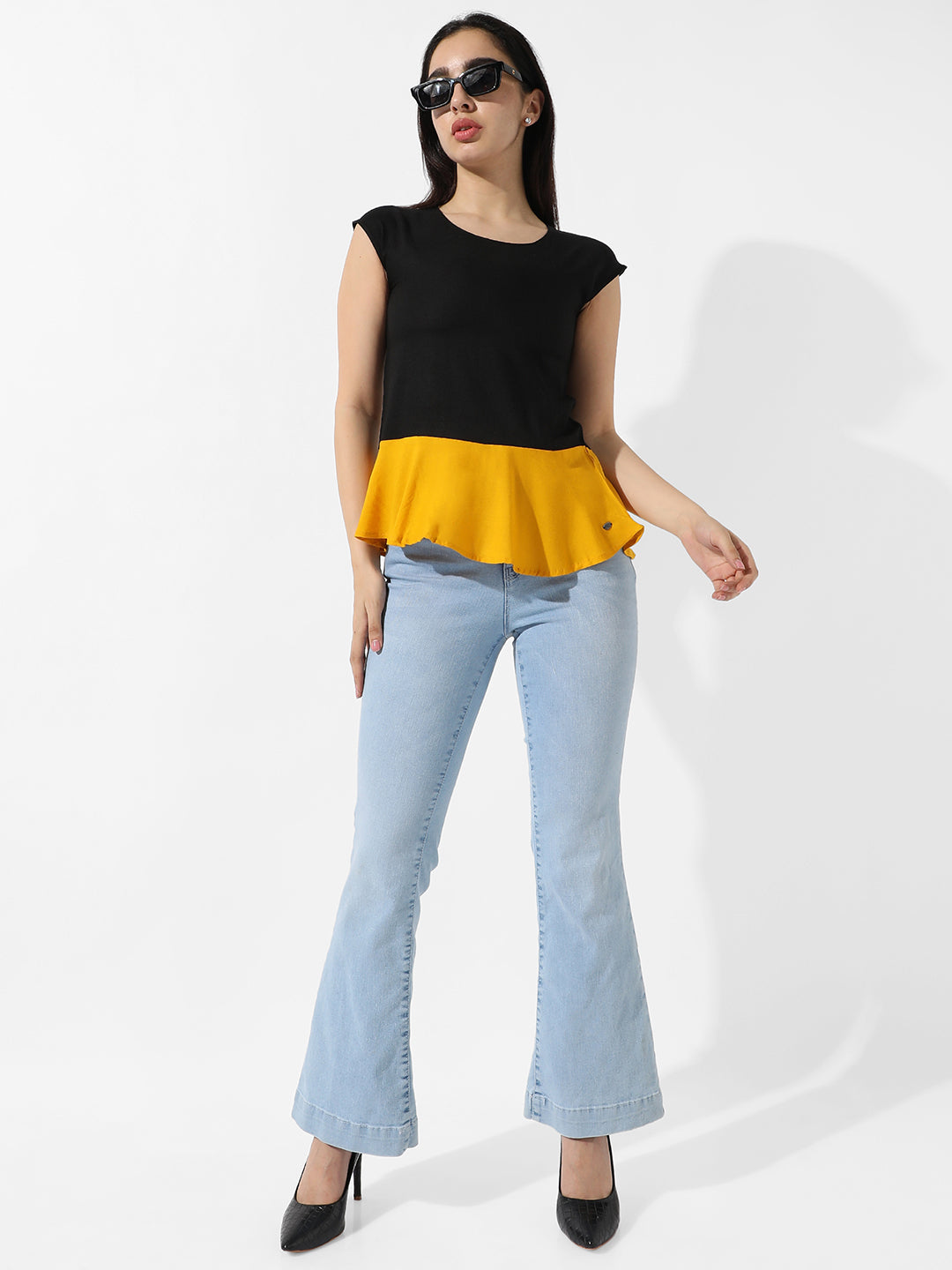 Colourblocked Peplum Top