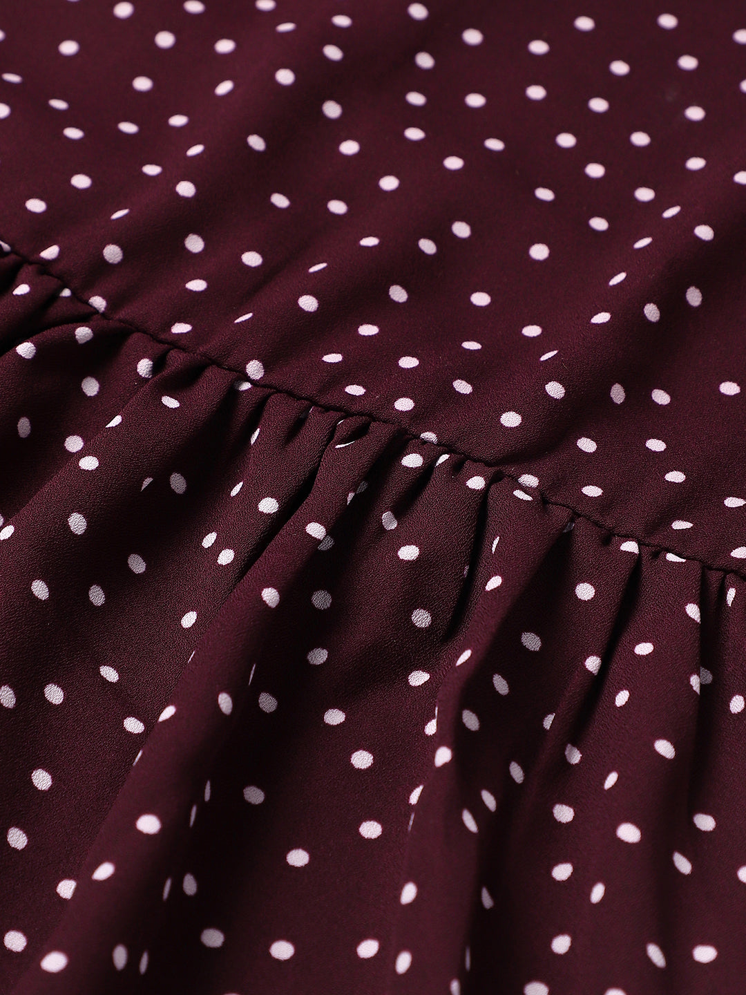 Maroon Polka Dot Print Top