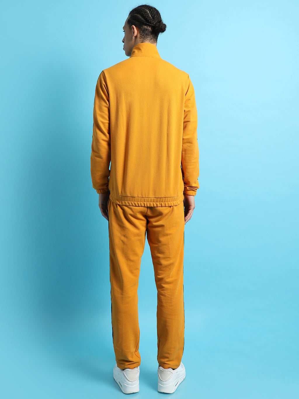 Solid Side Striped High Neck Casual Co-Ords