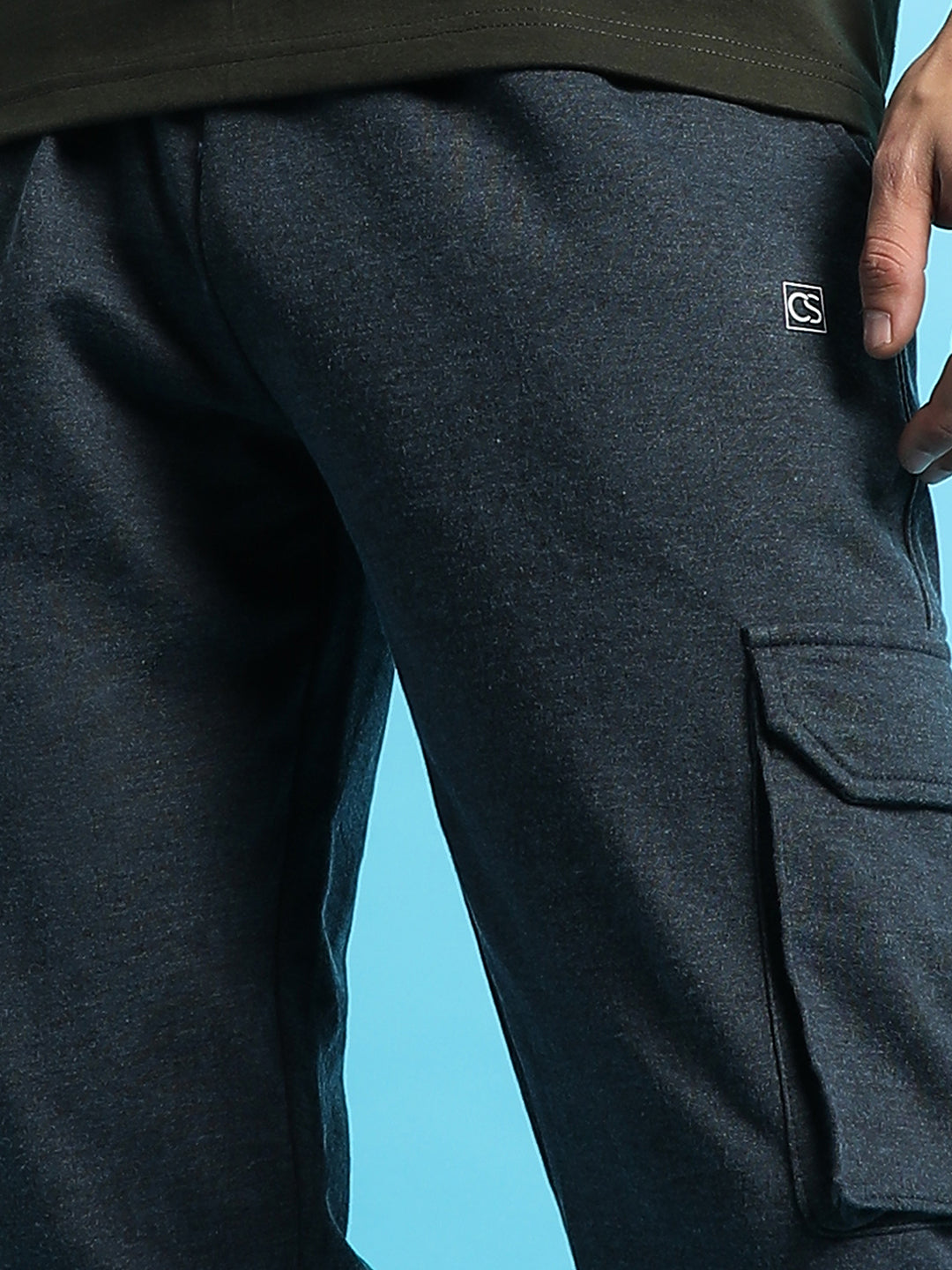 Campus Sutra Men Solid Denim Evening & Trackpants