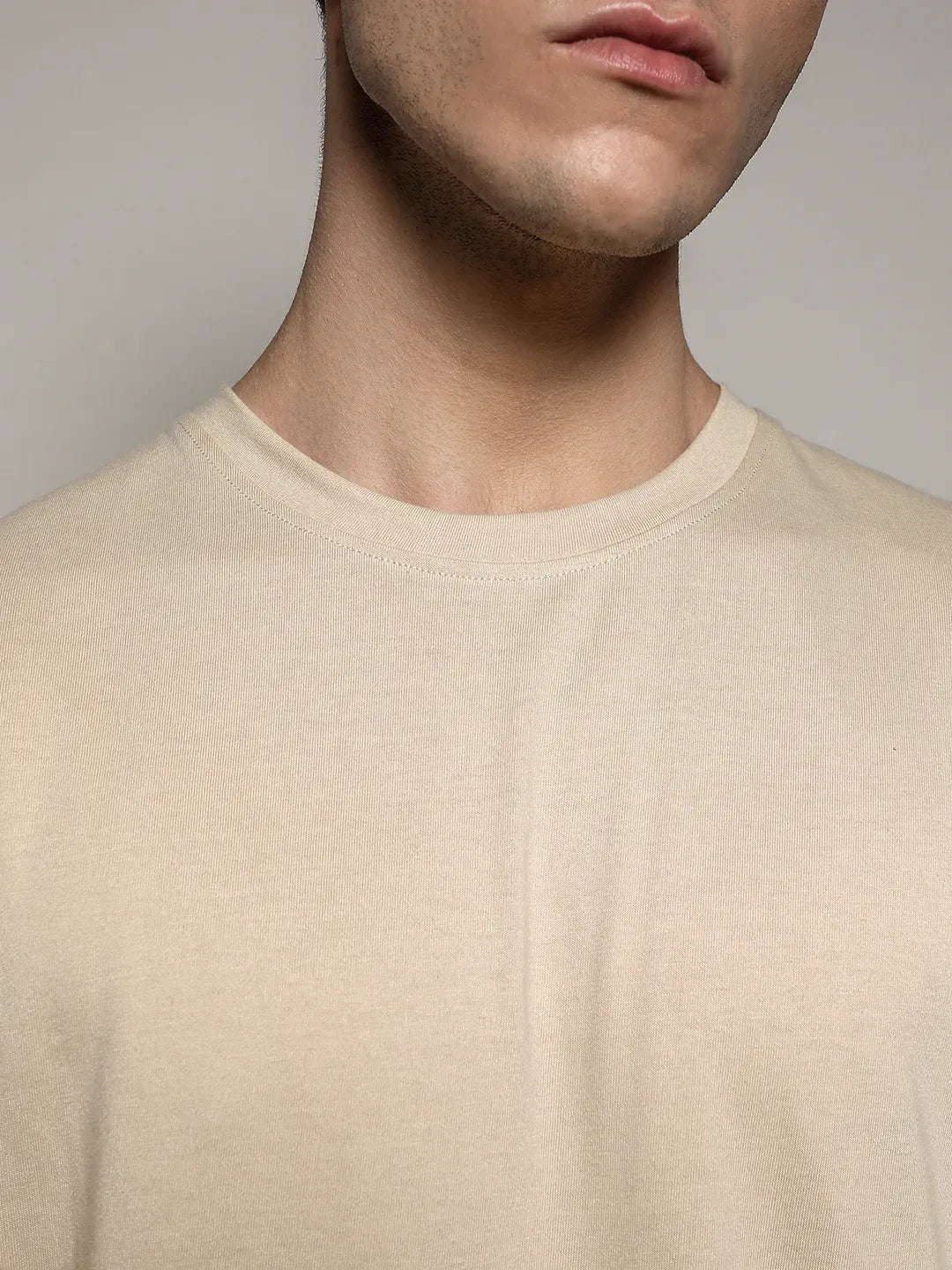 Men's Pale Yellow Oversized Basic T-Shirt