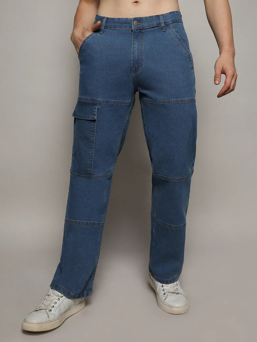 Panel Patch Pocket Denim Jeans