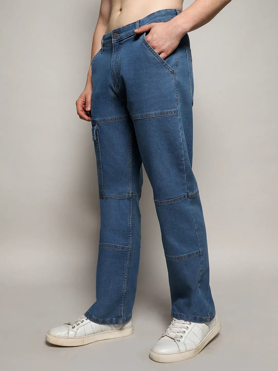 Panel Patch Pocket Denim Jeans