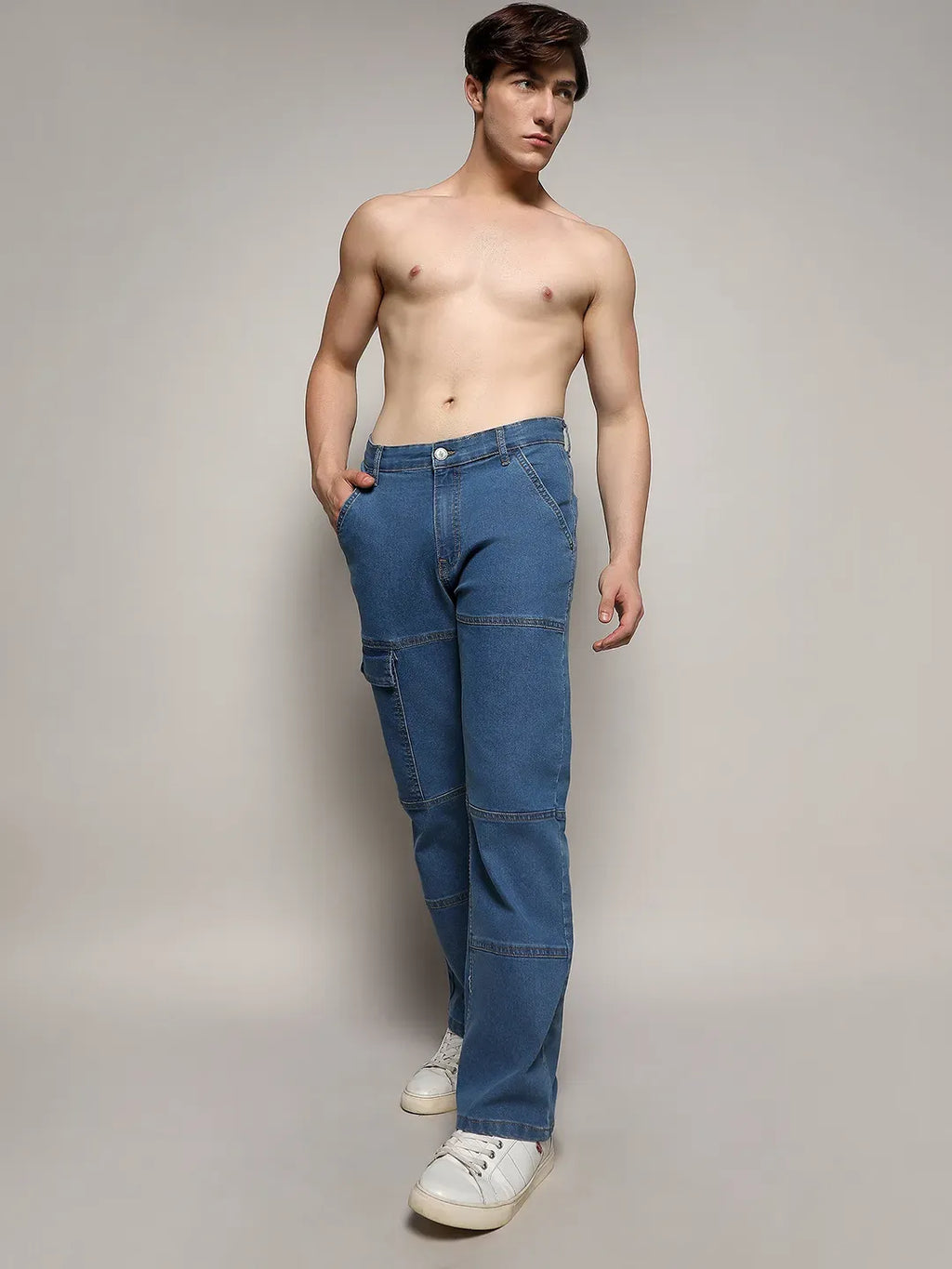 Panel Patch Pocket Denim Jeans