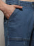 Men's Prussian Blue Panel Patch Pocket Denim Jeans