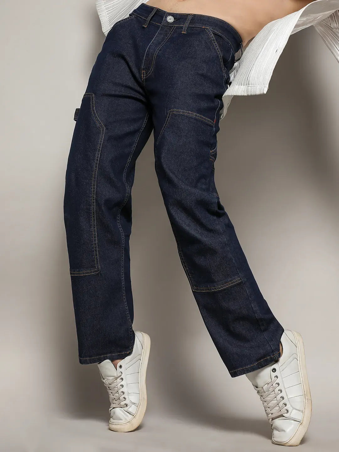 Paneled Patch Pocket Denim Jeans