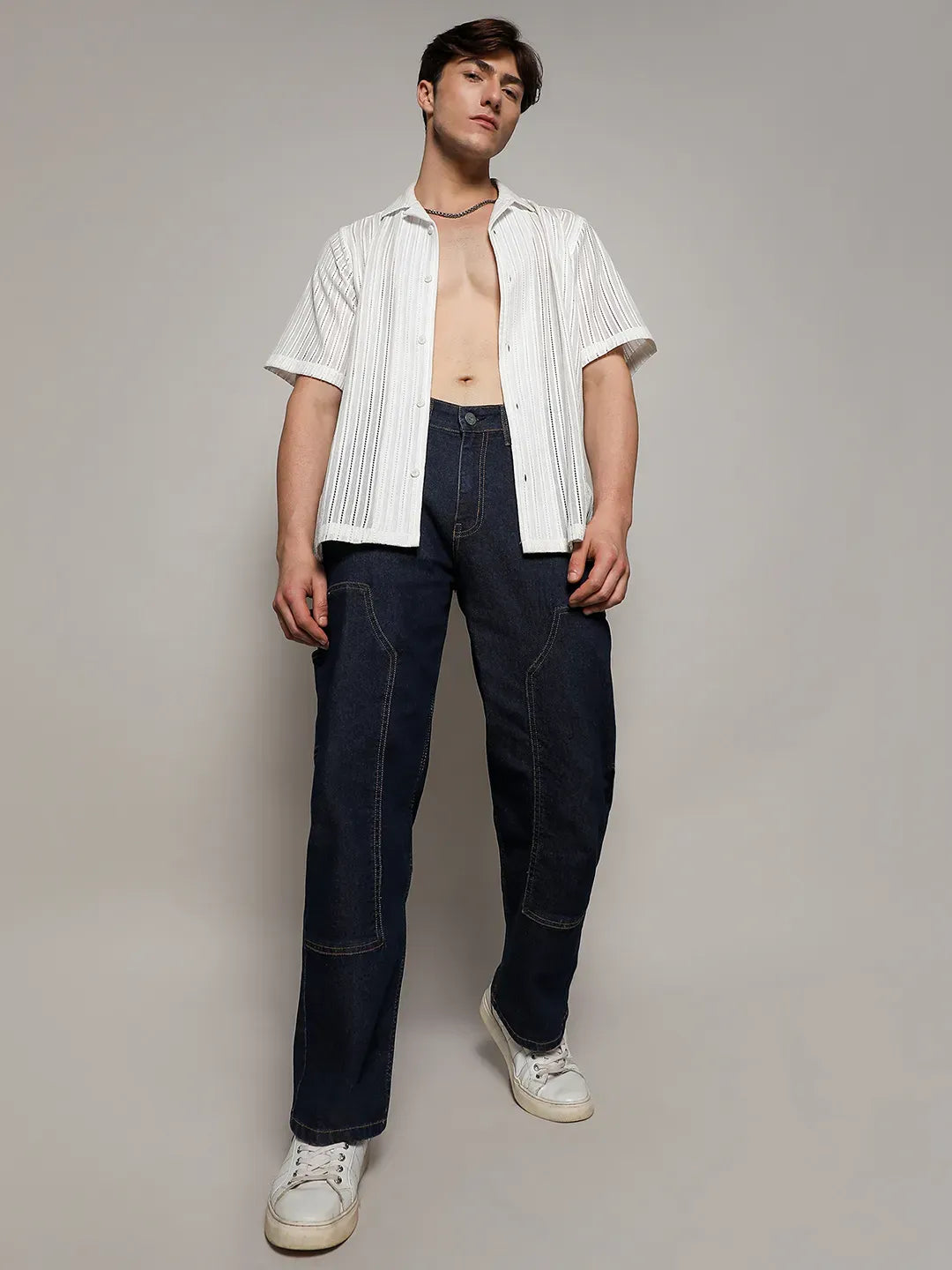 Paneled Patch Pocket Denim Jeans