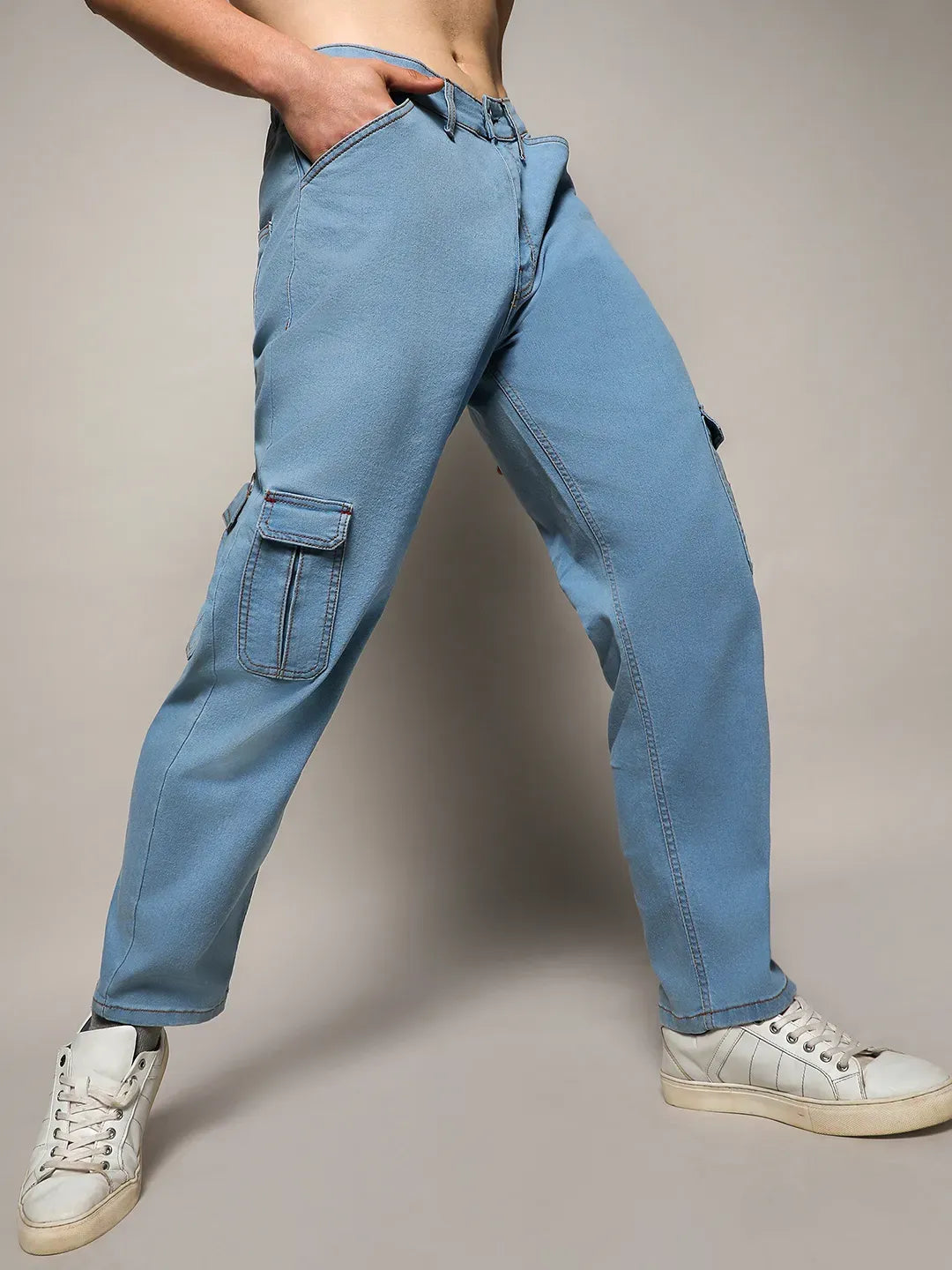 Straight Cargo Denim Jeans