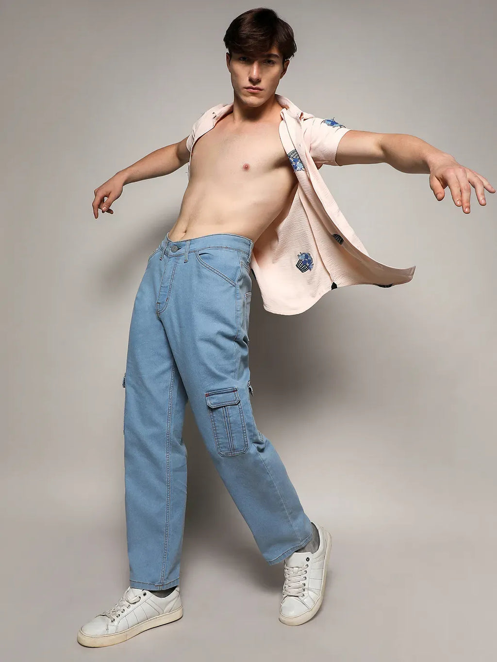 Straight Cargo Denim Jeans