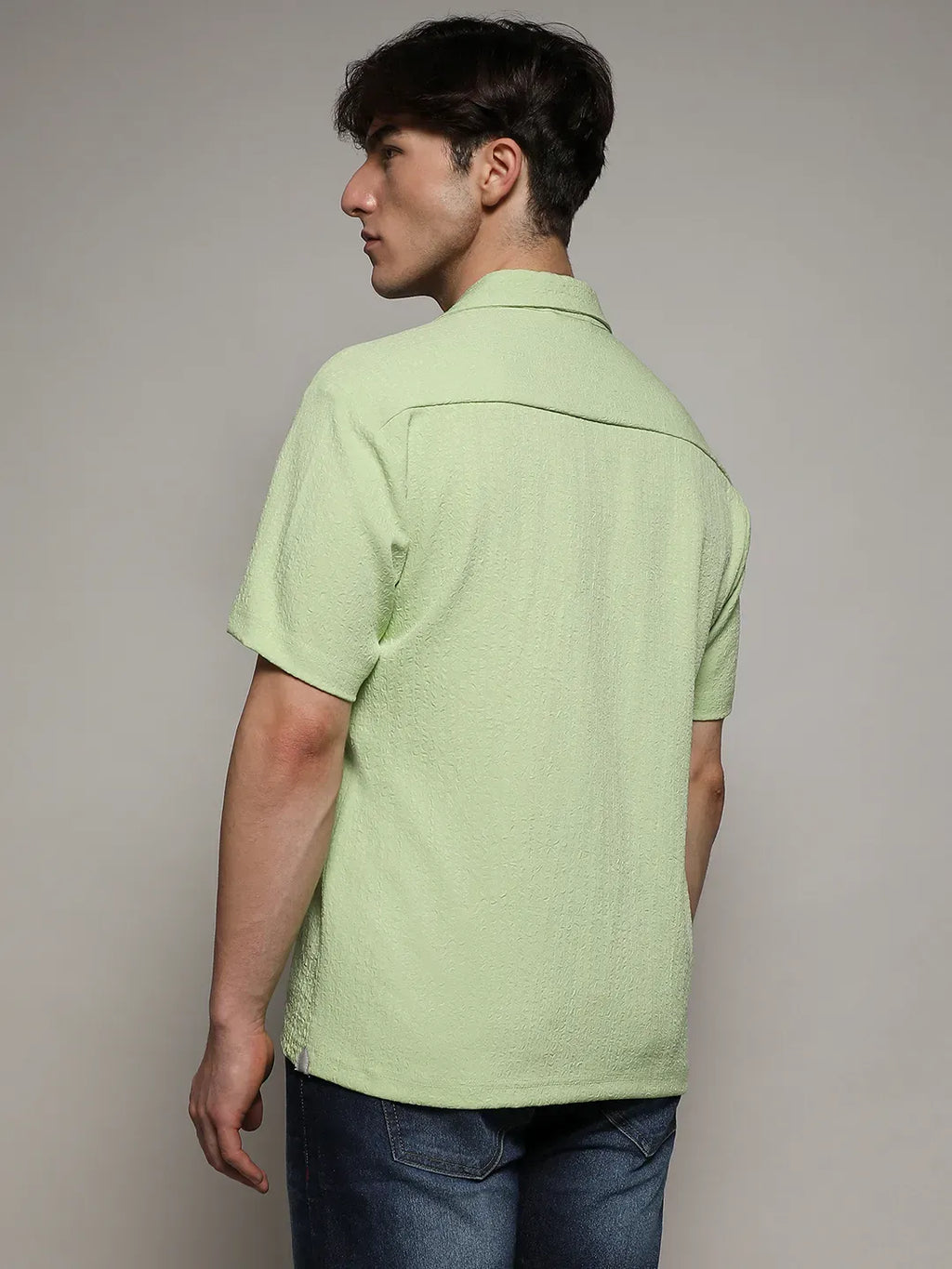 Self-Design Creased Box Shirt