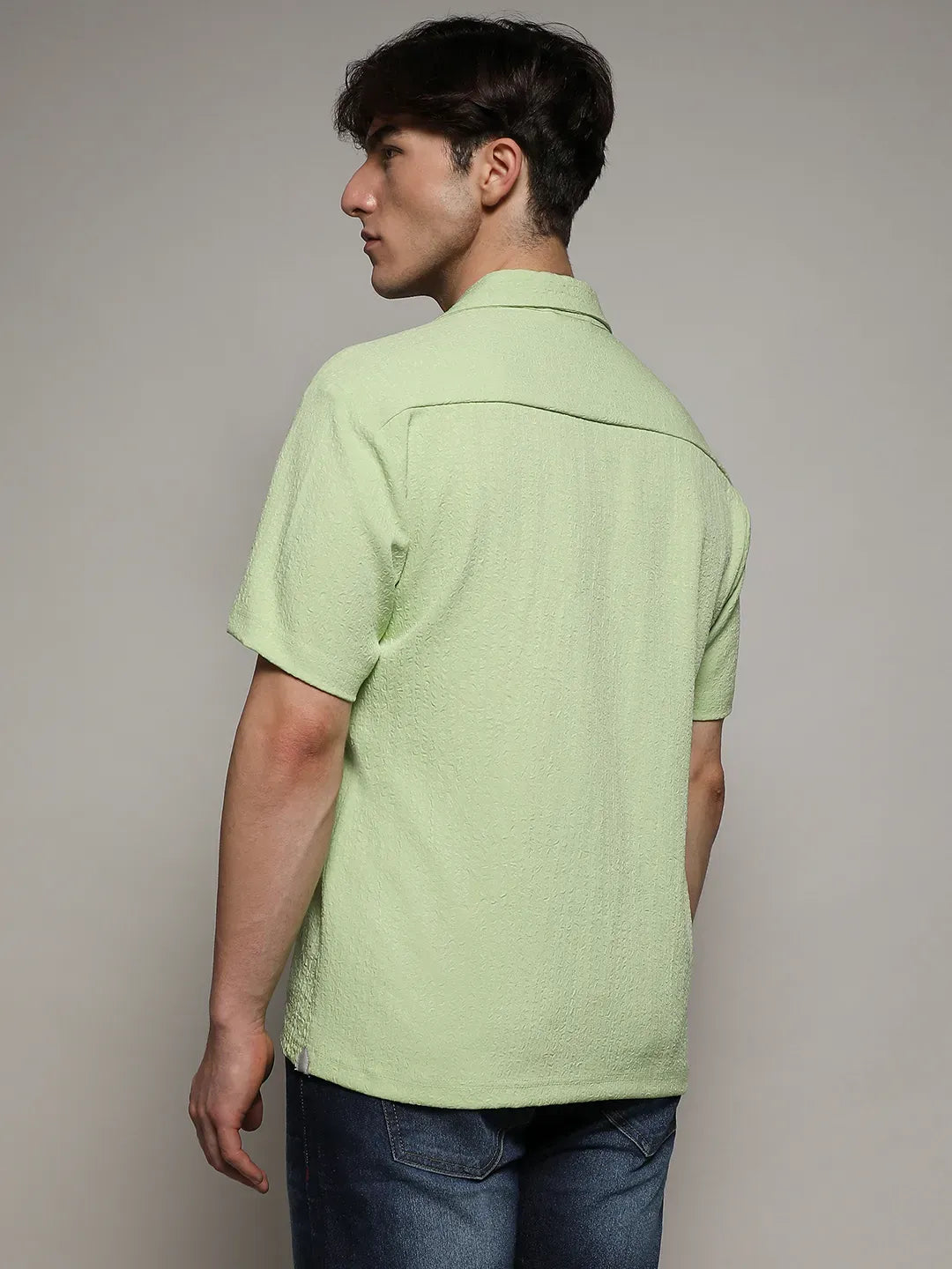 Self-Design Creased Box Shirt