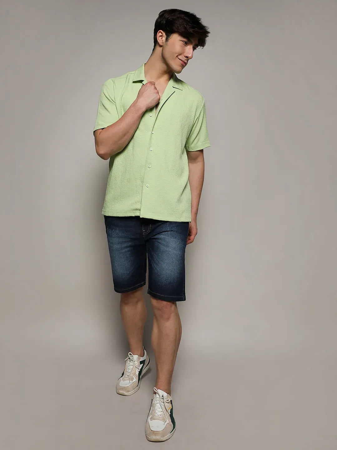 Self-Design Creased Box Shirt