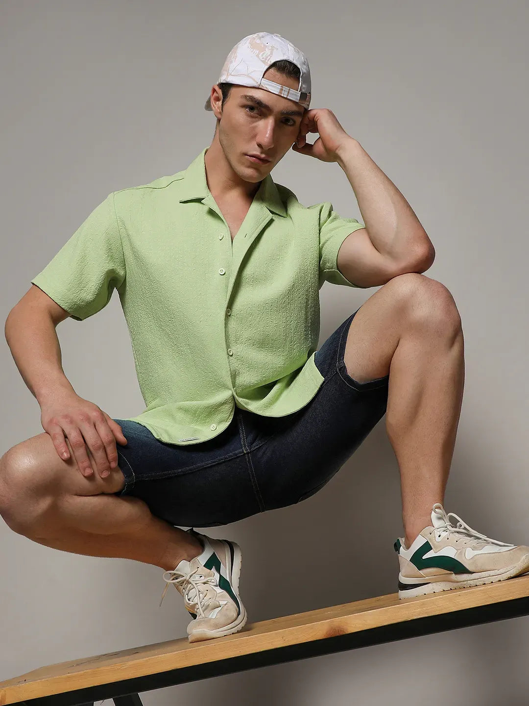 Self-Design Creased Box Shirt