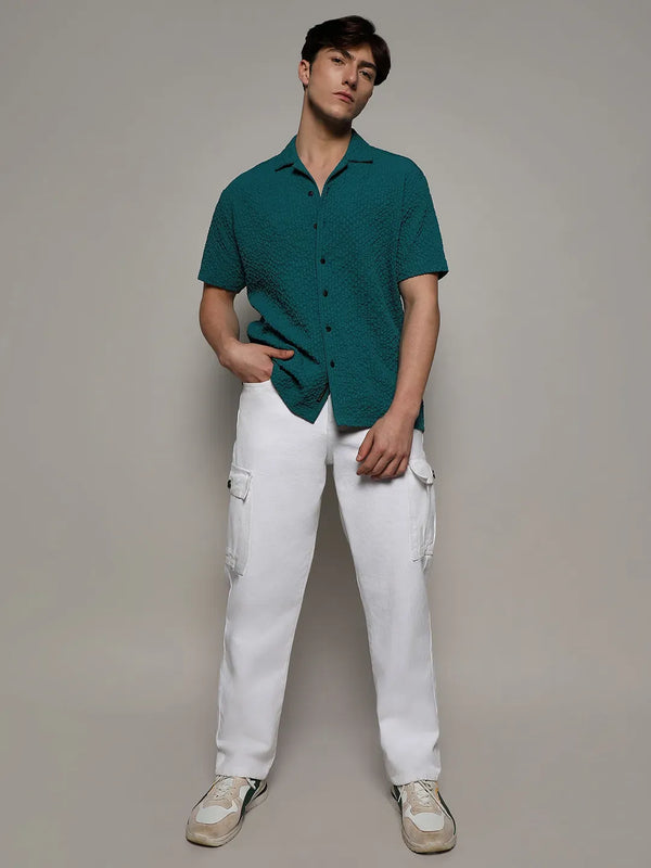 Self-Design Creased Striped Shirt