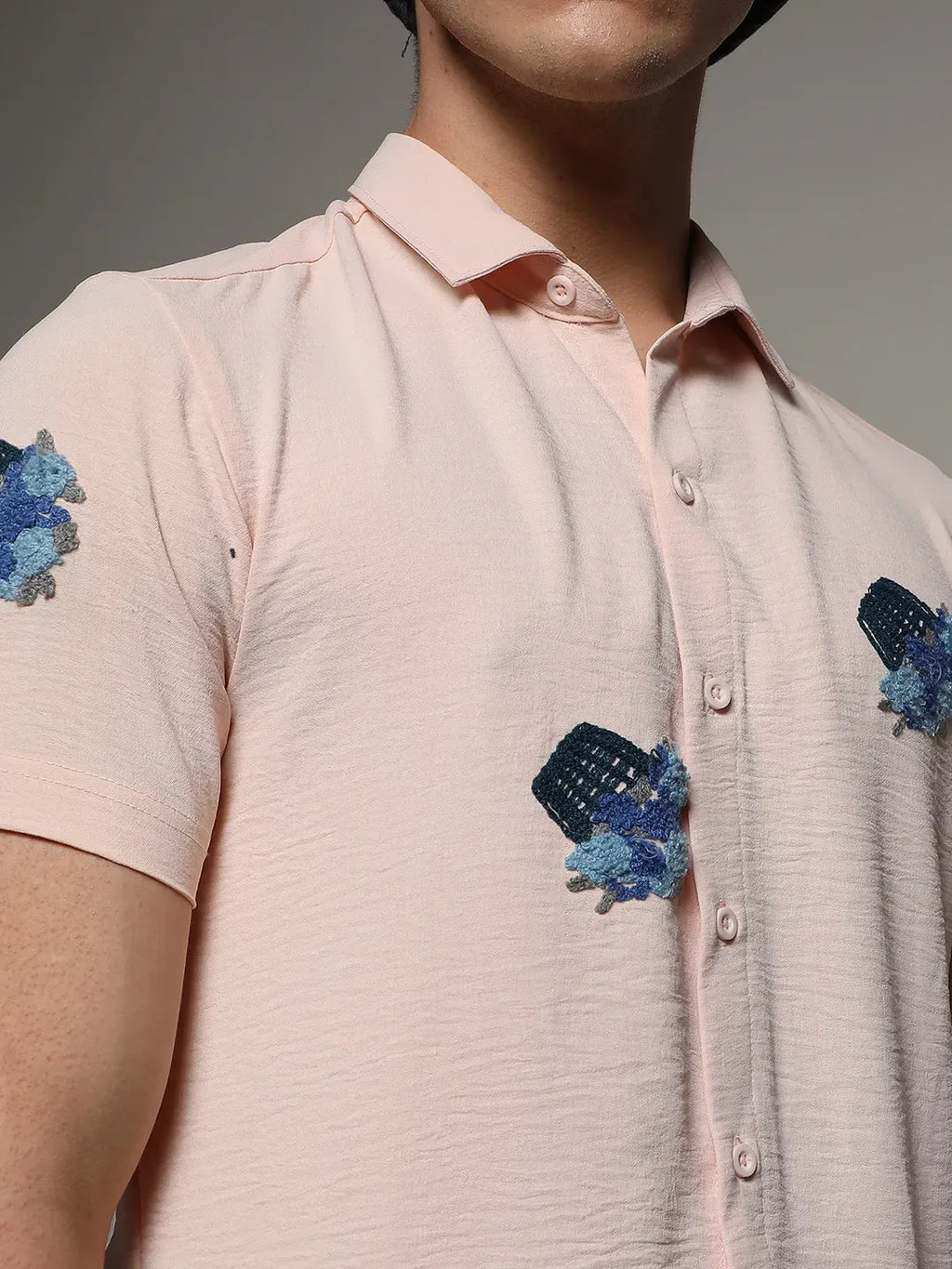 Men's Peach Orange Flower Basket Shirt