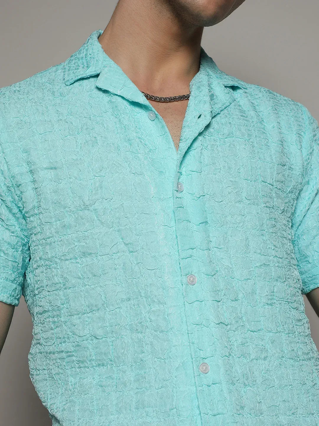 Men's Light Blue Creased Shirt