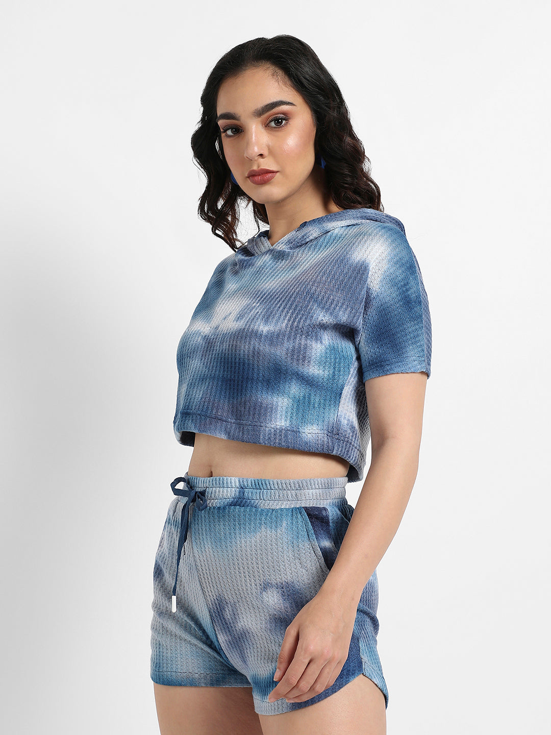 Waffle-Textured Cropped Co-Ord Set