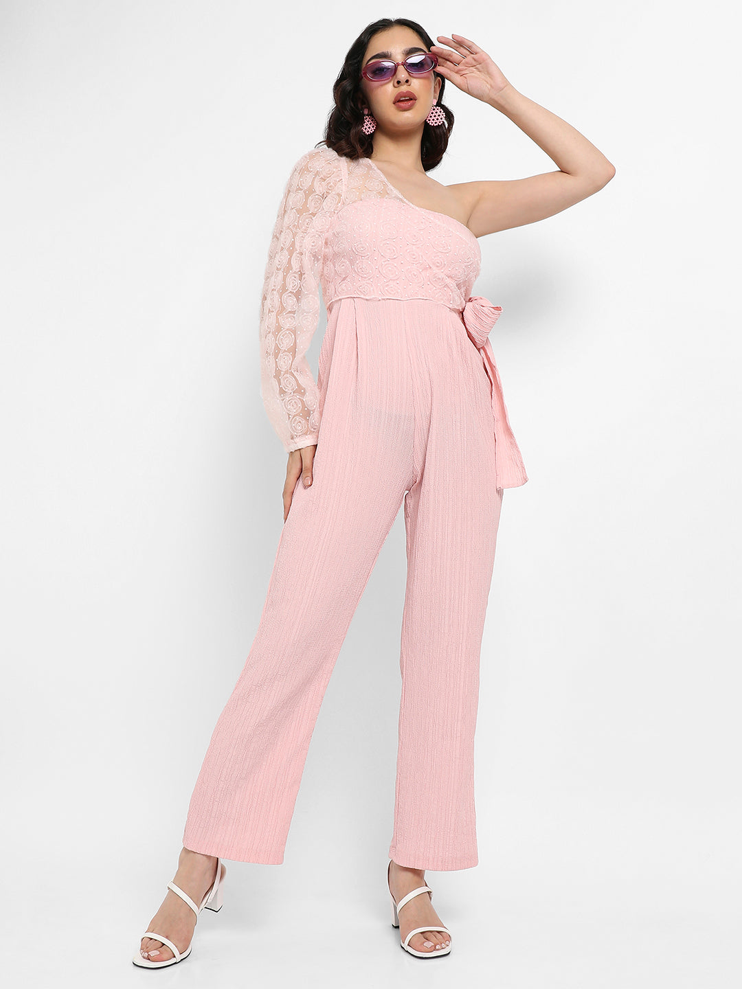 Solid Jumpsuit With Self-Design Details