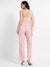 Pink Solid Jumpsuit With Self-Design Details