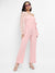 Pink Solid Jumpsuit With Self-Design Details