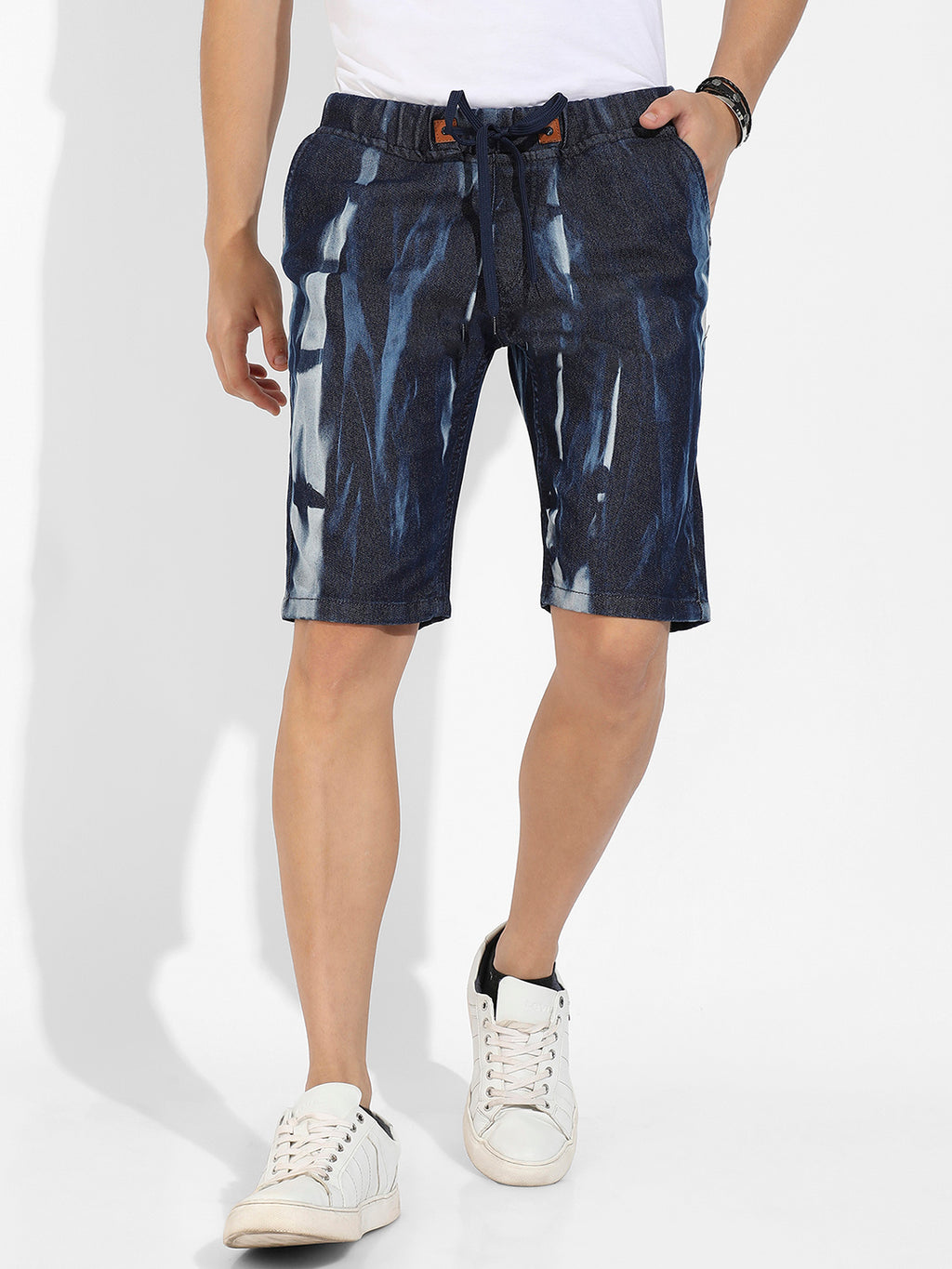 Contrast Wash Denim Shorts