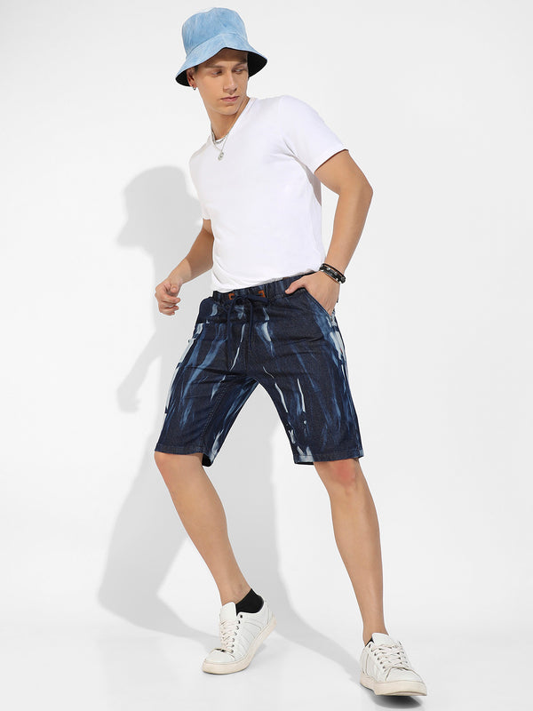 Contrast Wash Denim Shorts