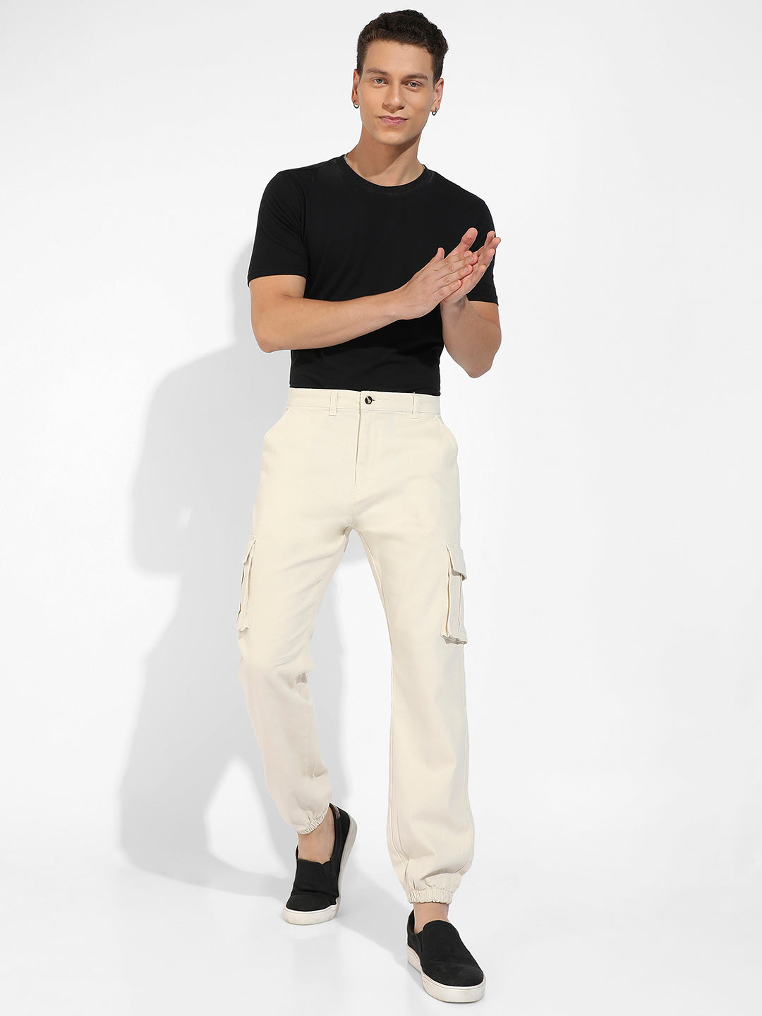 Cuffed Hem Cargo Trousers