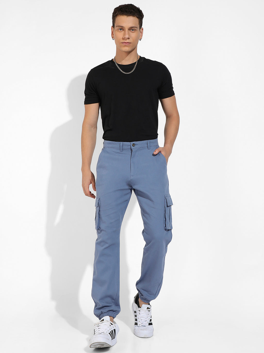 Cuffed Hem Cargo Trousers