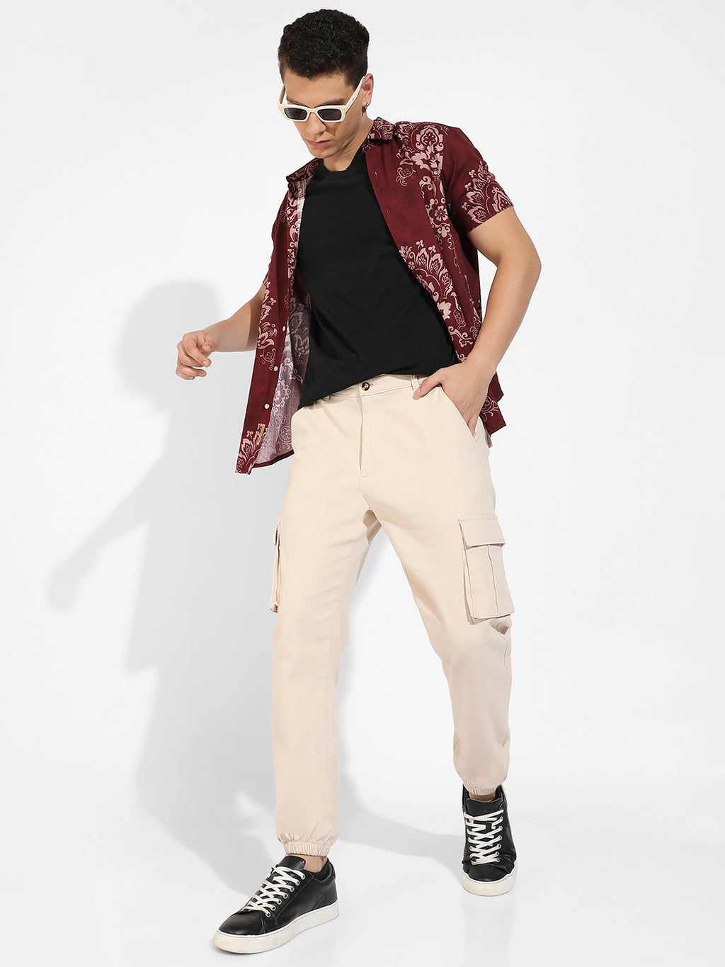 Cuffed Hem Cargo Trousers