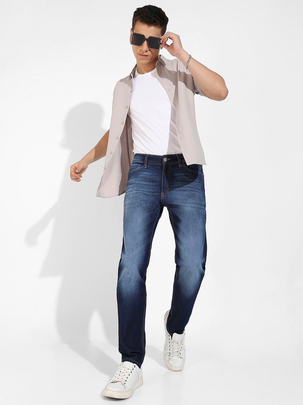 Rolled Hem Denim Jeans