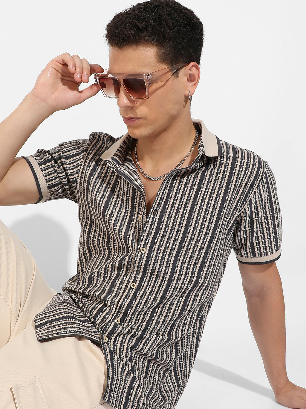 Contrast Knitted Shirt