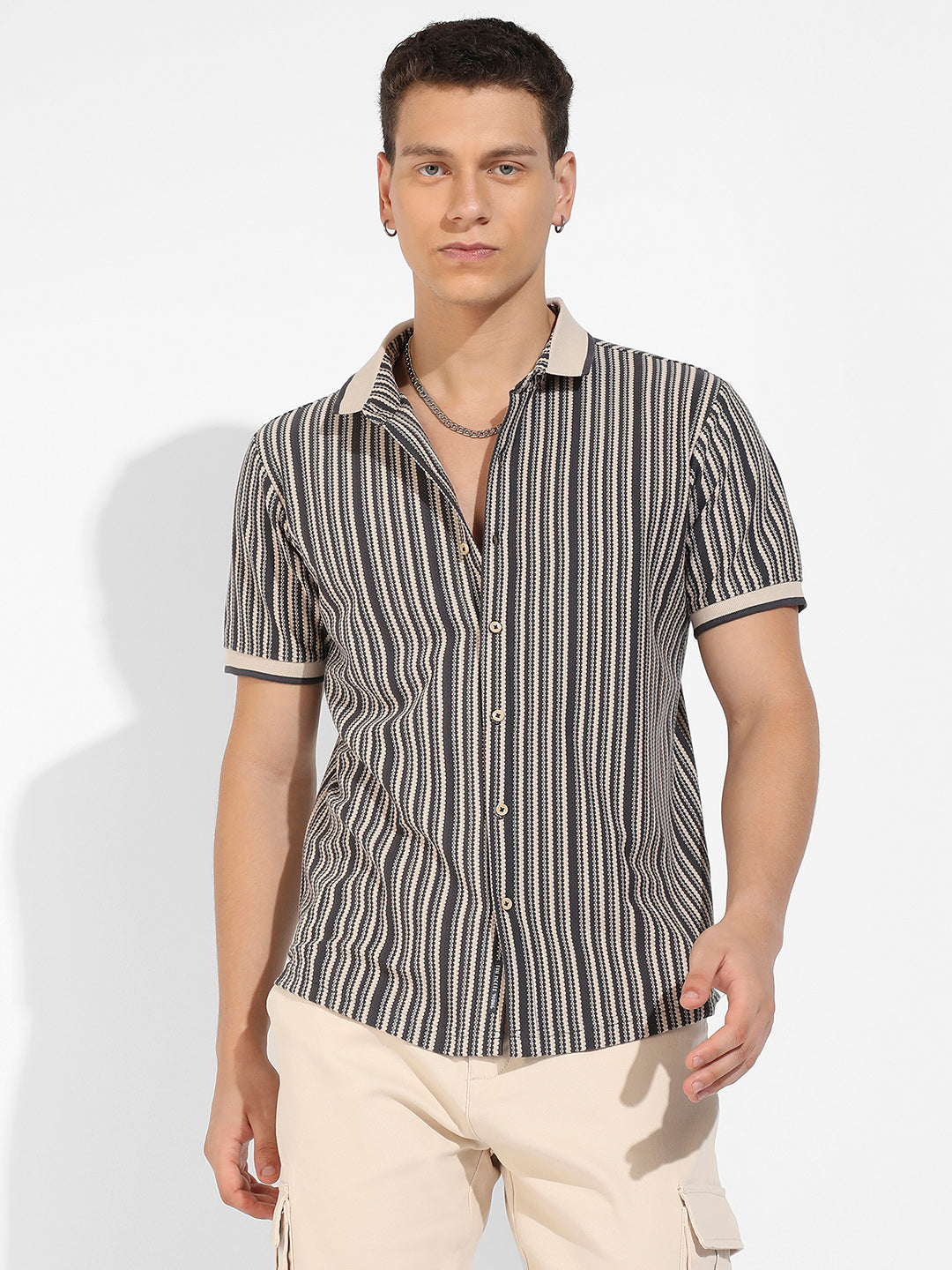 Contrast Knitted Shirt