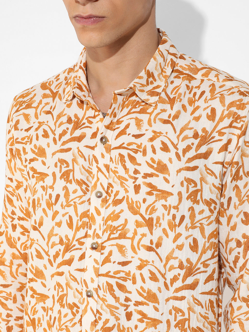 Yellow Ochre Foliage Strokes Shirt
