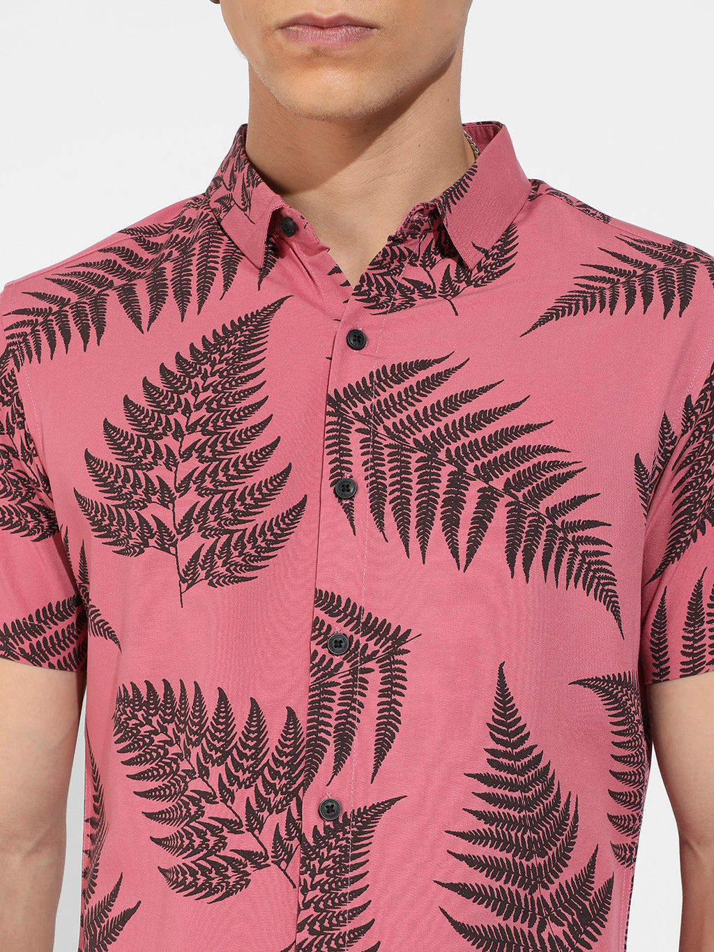 Brown Contrast Fern Shirt